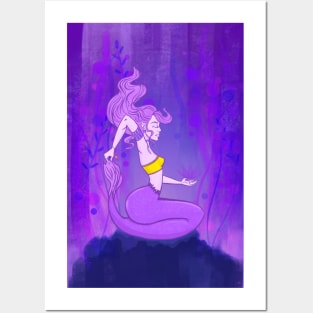 Purple Mermaid Yoga Calm Peace Posters and Art